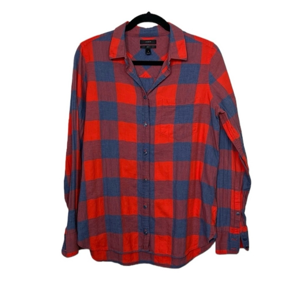 J. Crew Boy Shirt In Fiery Sunset Buffalo Check sz 8